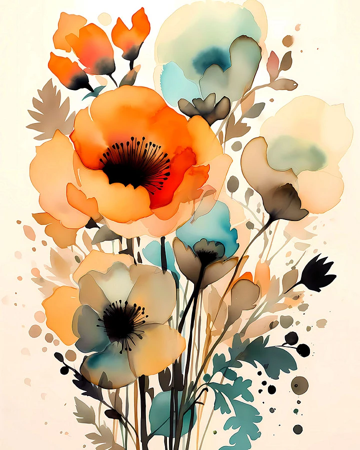 Whispers of Spring: Abstract Watercolor Florals Matte Poster product image (1)