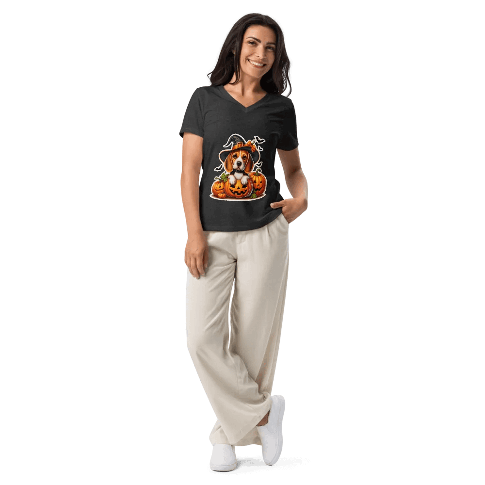 Halloween Pumpkin Beagle - V-neck product image (36)