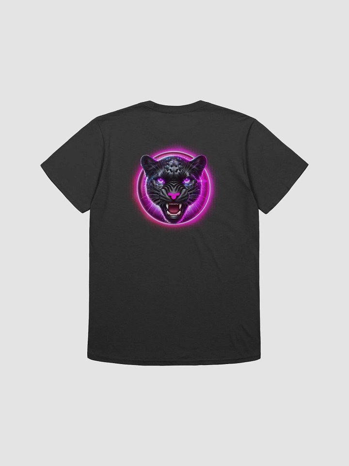 Pink Glow Magenta Black jaguar Badge Design (Unisex Black T-Shirt) product image (2)