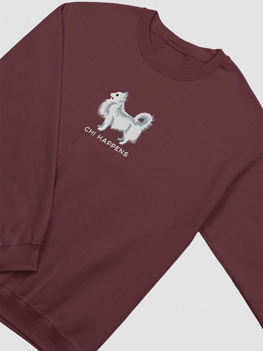 Chi Happens Sweatshirt (Embroidered) of a Longhaired Chihuahua(White) product image (9)