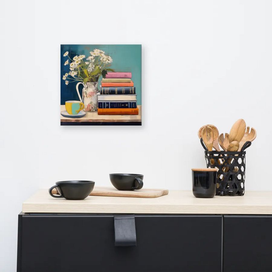 Art2401-30 Books and Tea Still Life - Canvas Print - sm product image (5)