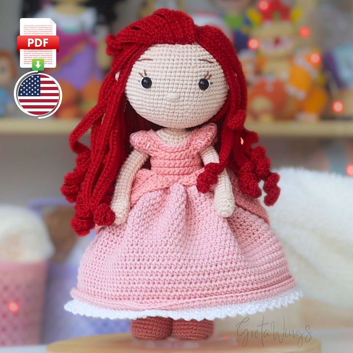 Ariel Amigurumi Pattern – Human Version with Pink Dress (Digital Download) product image (1)