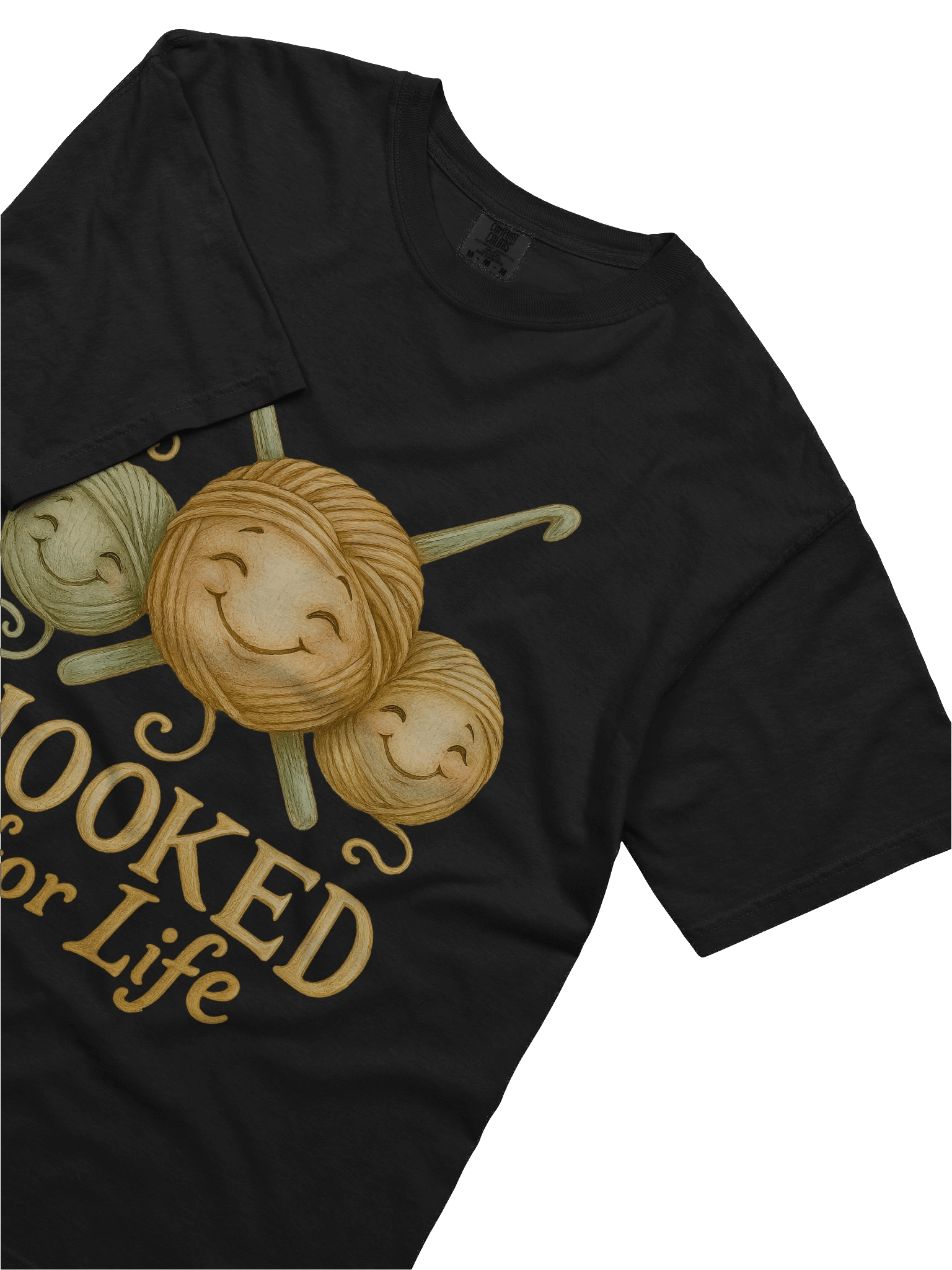 Hooked for Life T-shirt for Yarn Crafters, Crocheters, Crochet and Knitting Hobbyists product image (19)