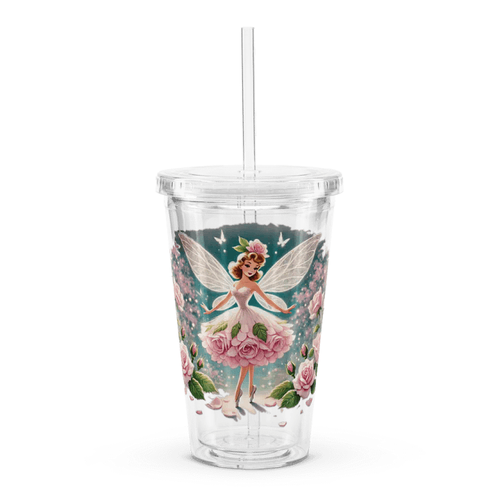 Pink Rose Fairy Plastic Tumbler with Straw product image (1)