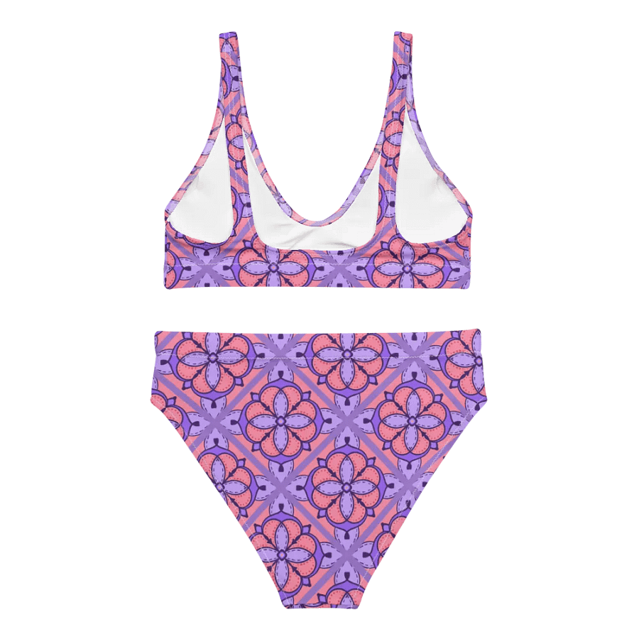 Peach and Lilac Symmetry Pattern High Waisted Bikini product image (6)