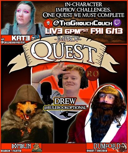 This Friday on Improv Quest…

We’re joined by the rule-breaking, chaos-loving @rulebookoptional — where no D&D rule is safe a...