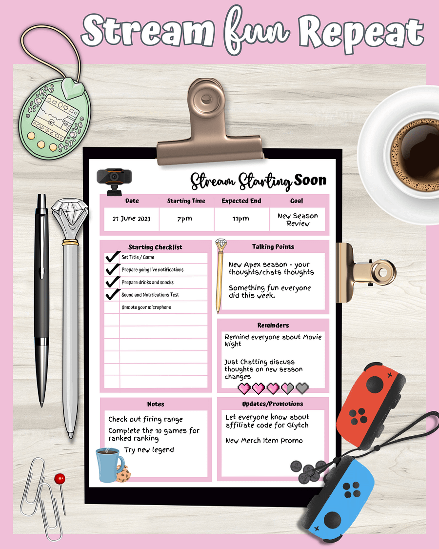 My Daily Stream Planner - Pink Edition | Cute & Functional Digital Download for Streamers product image (2)