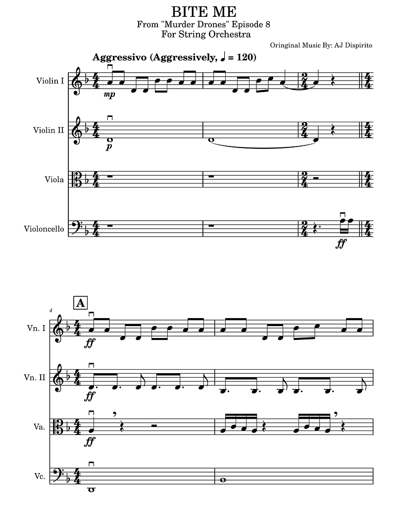BITE ME (From "Murder Drones" Episode 8) Orchestra Cover Sheet Music