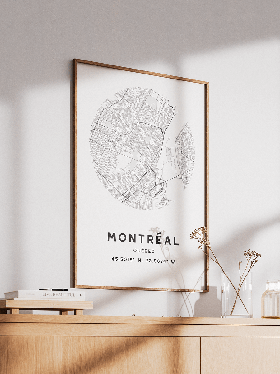 Montreal Street Map Poster – White Minimalist Circular City Art product image (2)