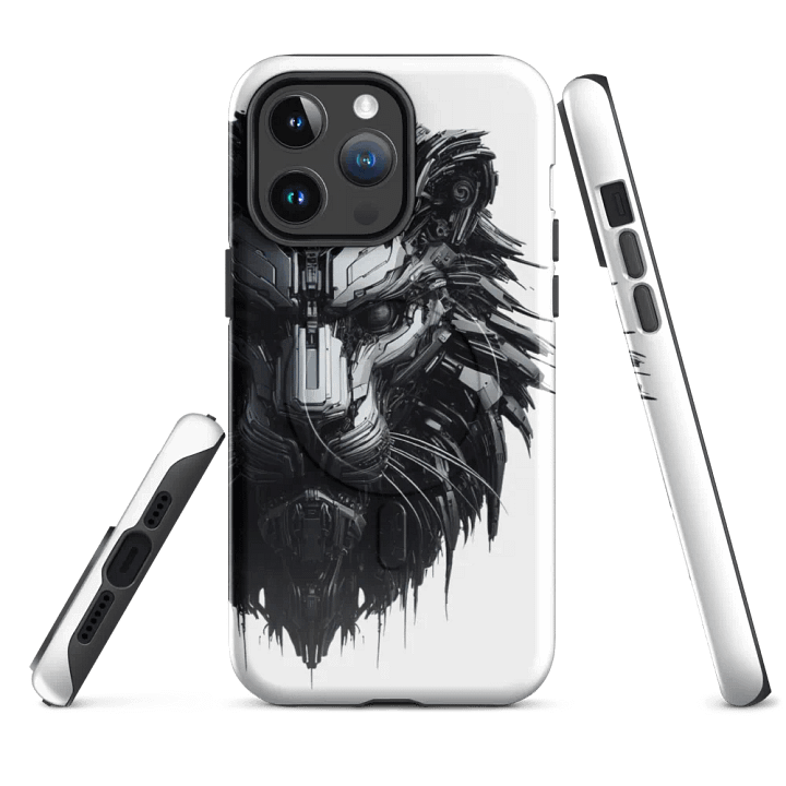 MagSafe® Tough Case for iPhone® | Obsidian Roar: AI-Designed Black Iron Lion Robot product image (4)