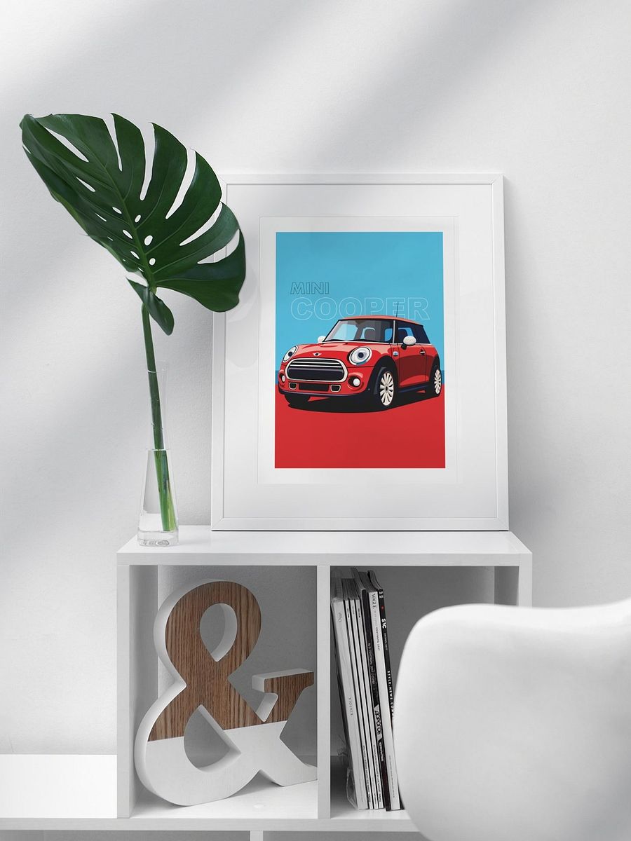 Iconic Mini Cooper Wall Art Print, Classic British Car Poster, Modern Vehicle Illustration, Auto Enthusiast Gift, Retro Car Collector Decor product image (3)