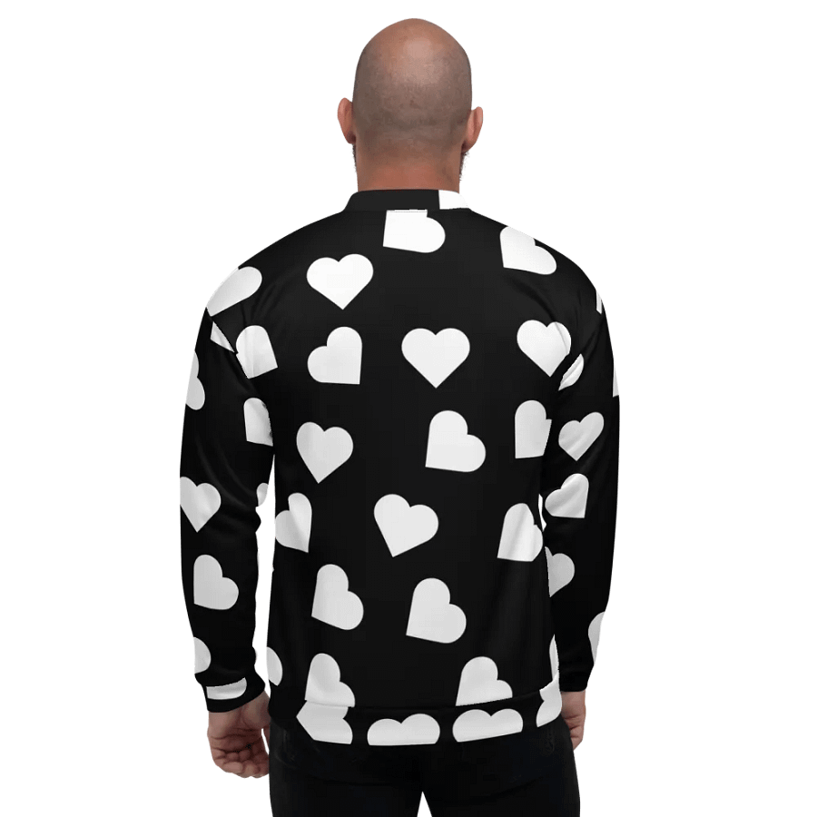 Love Pattern Black and White Unisex Bomber Jacket product image (6)