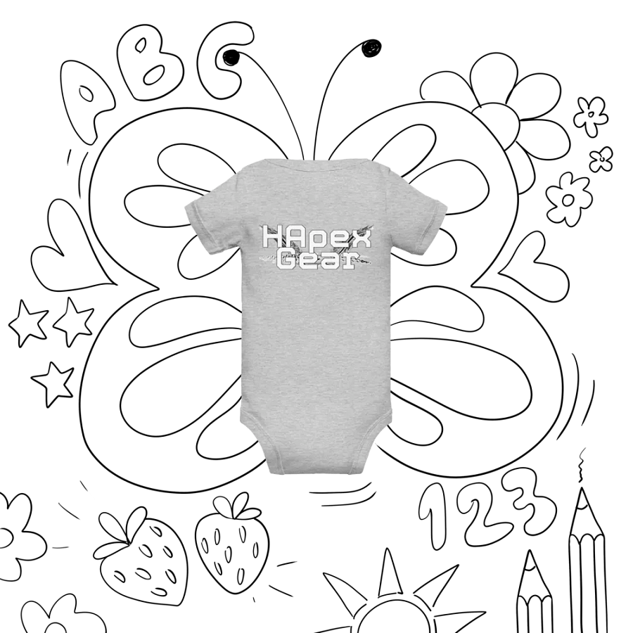 Baby Short Sleeve One Piece - Embroidered - White HApex Gear Black Logo product image (10)