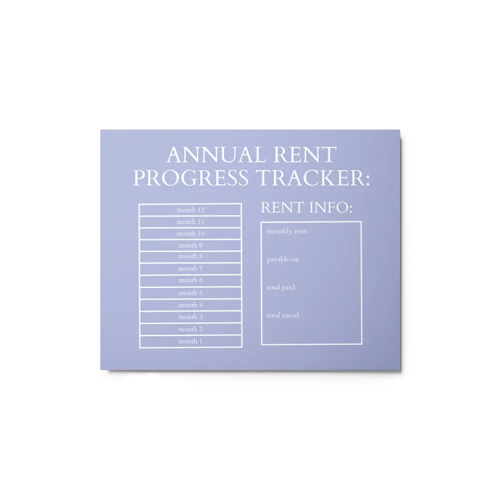 HIGHFALUTIN ANNUAL RENT TRACKER (white design 12) product image (1)