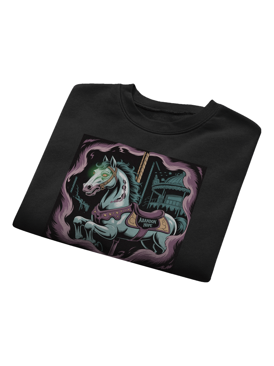Abandoned Hope Women's Fleece Crop Sweatshirt - Black Gothic Unicorn Design by Midnight Veil Designs product image (8)