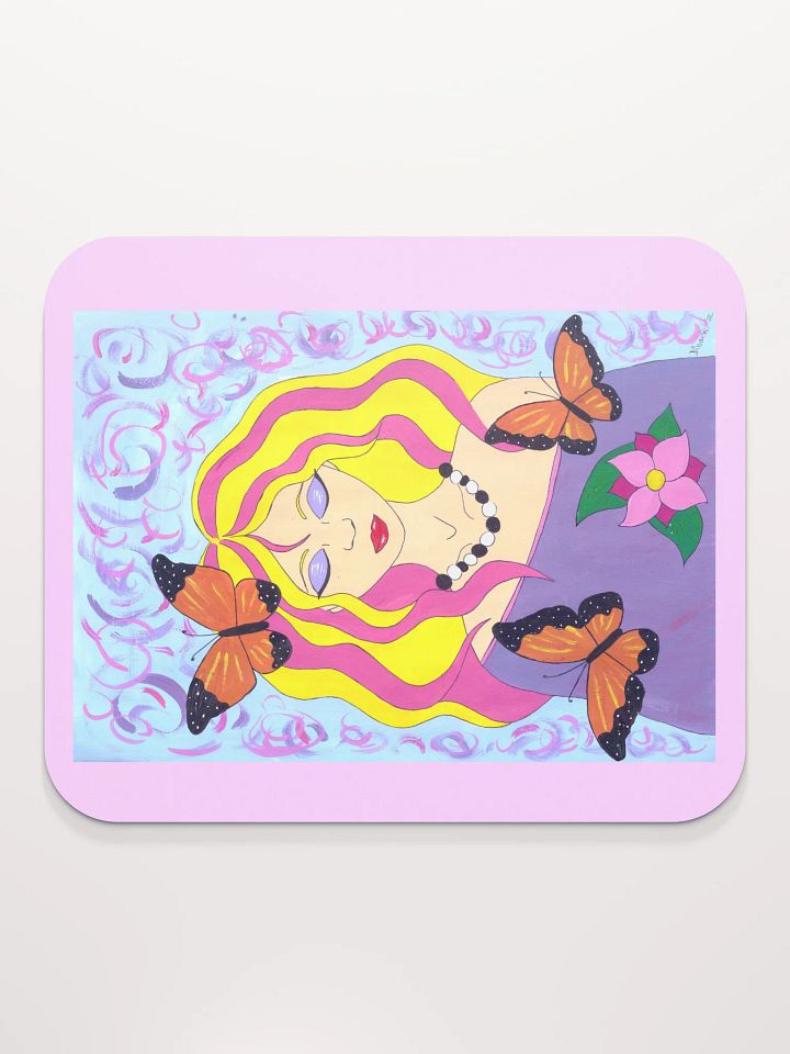 Butterfly spring woman (art by Dina R.) acrylic painting picture - Classic Mouse Pad product image (2)