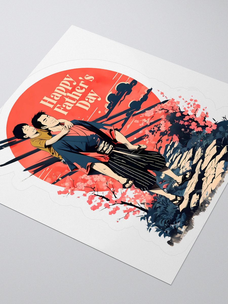 Happy Father’s Day Illustration | Vibrant Sunset & Blossoms Print Sticker product image (9)