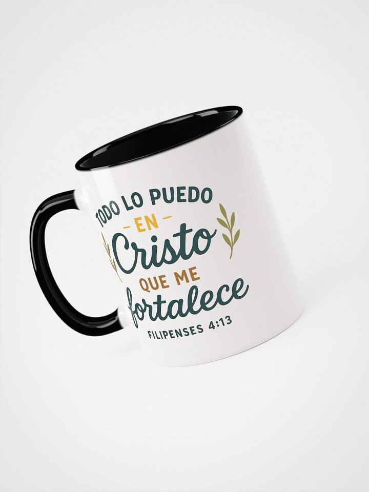 Color Accent Christian Mug – “Todo lo puedo en Cristo” – Spanish Bible Verse product image (1)