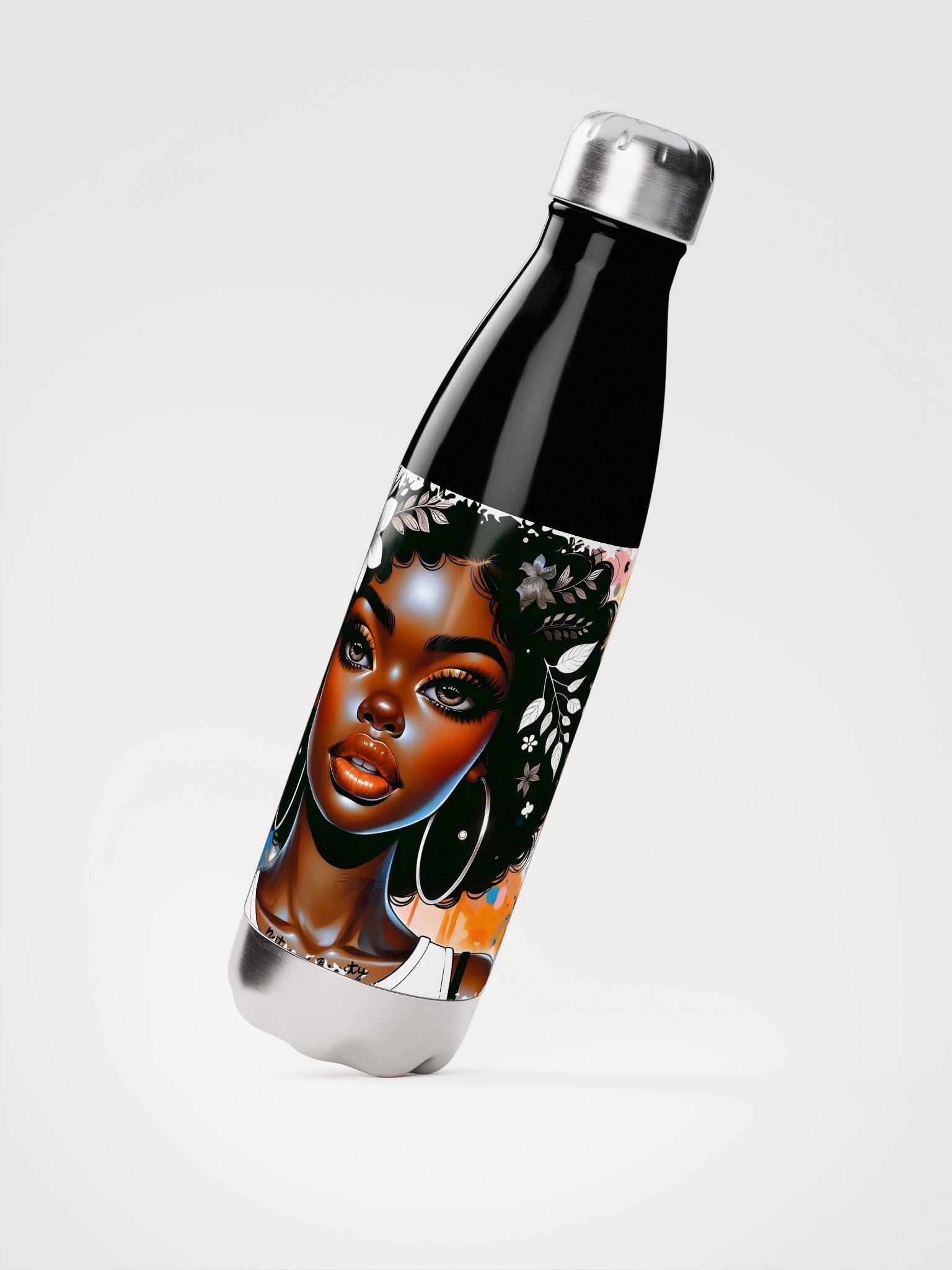 Afro Floral Stainless Steel Water Bottle product image (3)