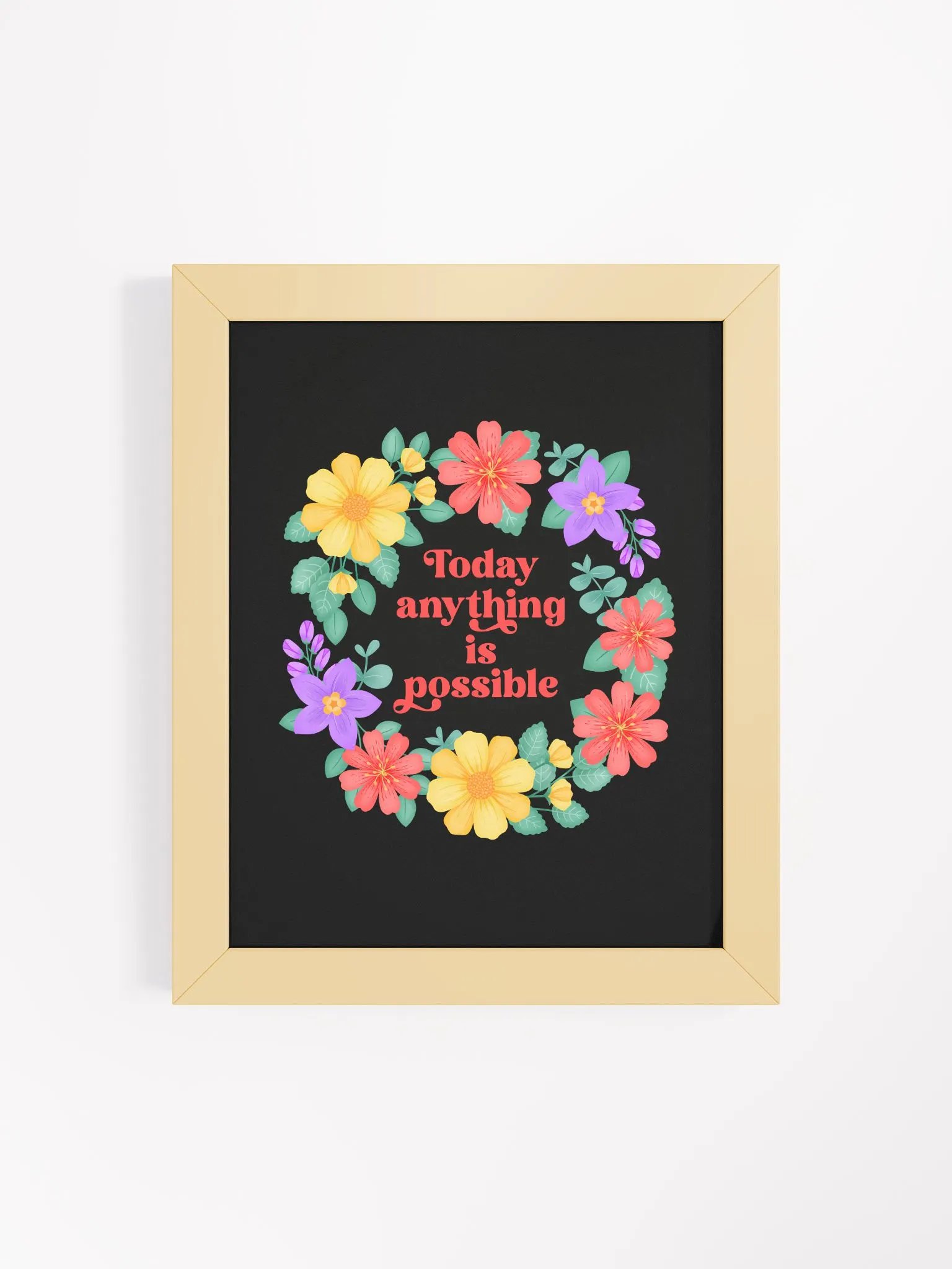 Today anything is possible - Motivational Wall Art Black product image (1)