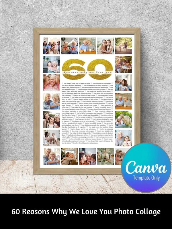 60 Reasons Why We Love You Photo Collage Canva Template product image (1)