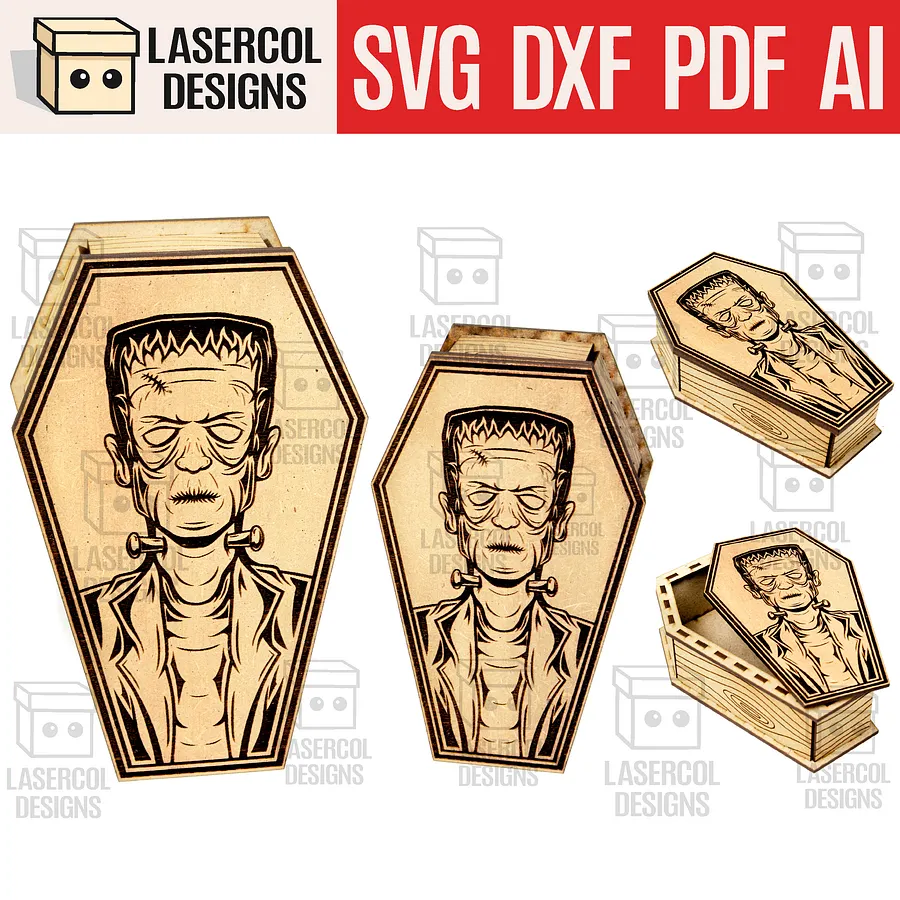 Halloween Coffin Boxes Bundle (Set 1-2-3-4) - (2 Sizes) - Laser Cut Files product image (4)