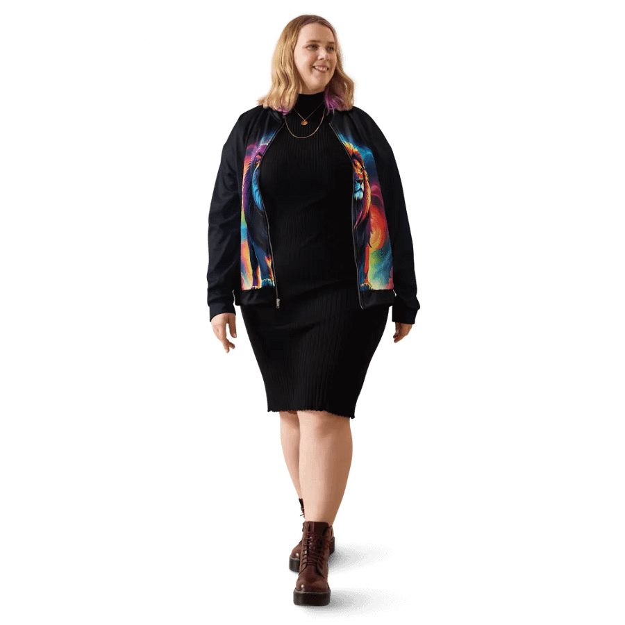 Colorful Lion All Over Print Zip Up Jacket product image (2)