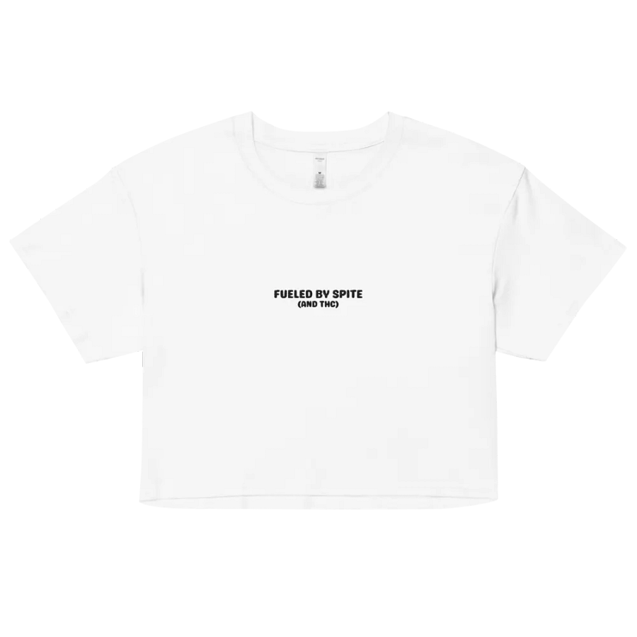 FUELED BY SPITE (black thread) embroidered cotton crop top product image (37)