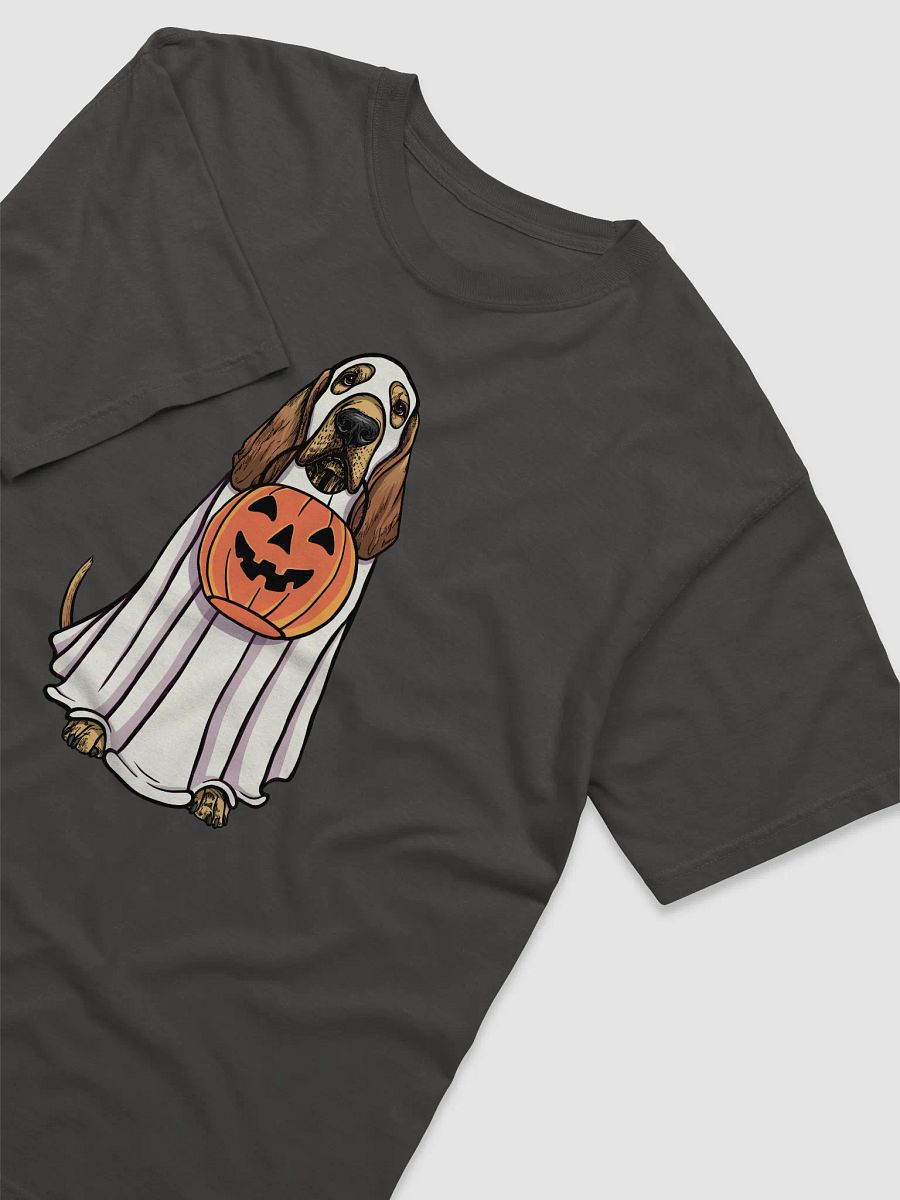 Funny Halloween Bloodhound T-Shirt | Funny Bloodhound Wearing a Ghost Costume and Holding a Pumpkin Basket product image (19)