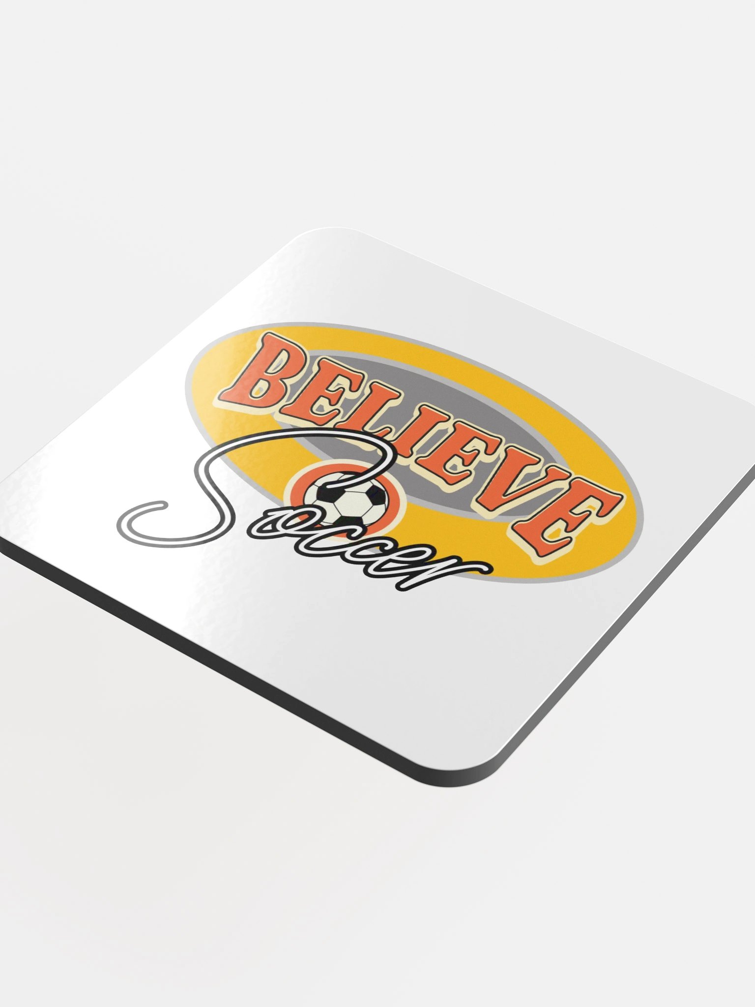 Believe Soccer Glossed Cork Coaster product image (1)