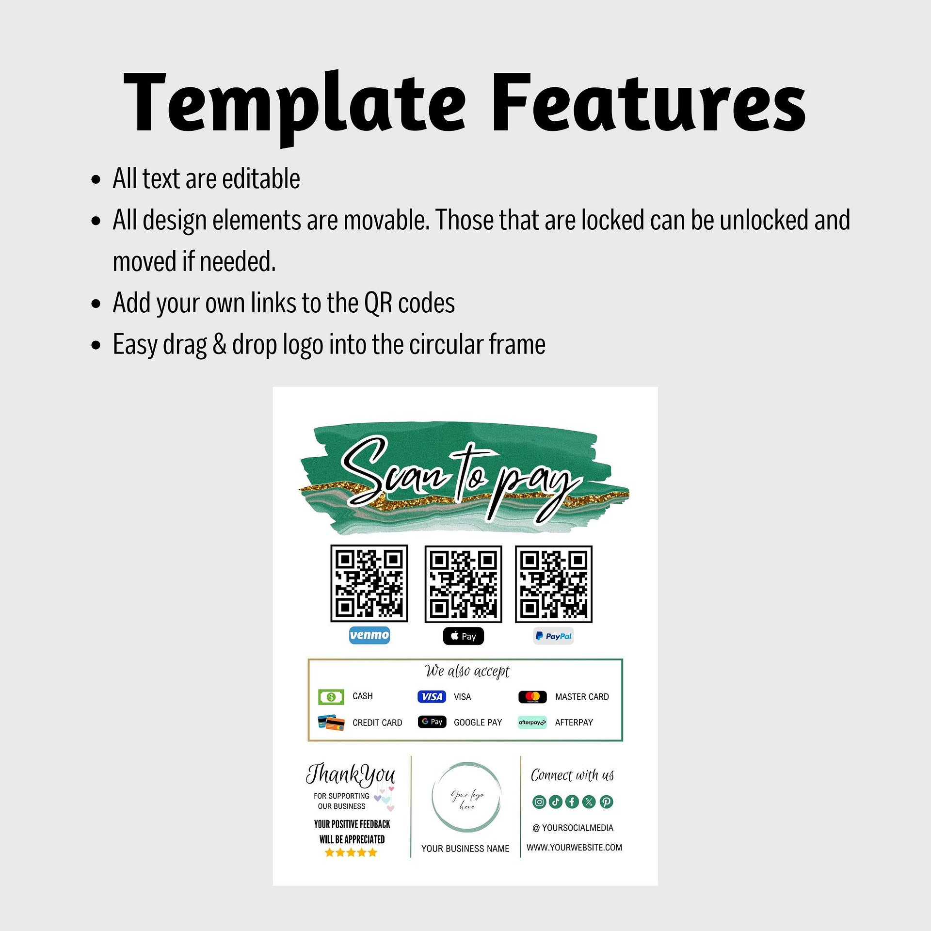 Esmeralda - Scan To Pay QR Code Sign Template product image (5)