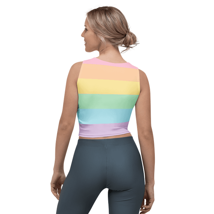 Pastel Pride Flag Crop Tank – All-Over LGBTQ+ Rainbow Top product image (2)