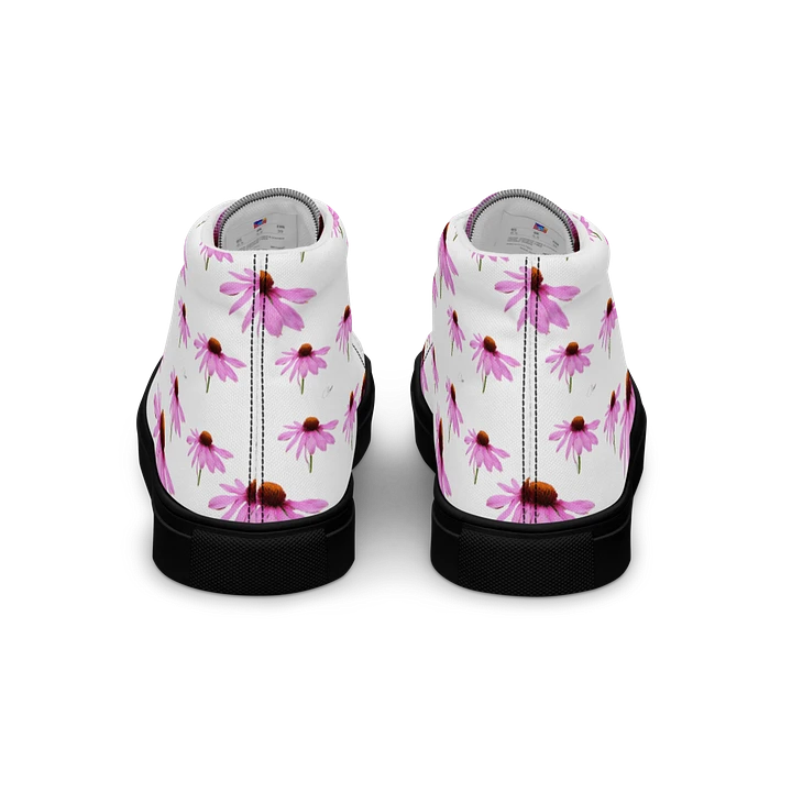 Abstract Delicate Pink Repeating Cone Flowers Women's Black Toe High Top Canvas Shoes product image (2)
