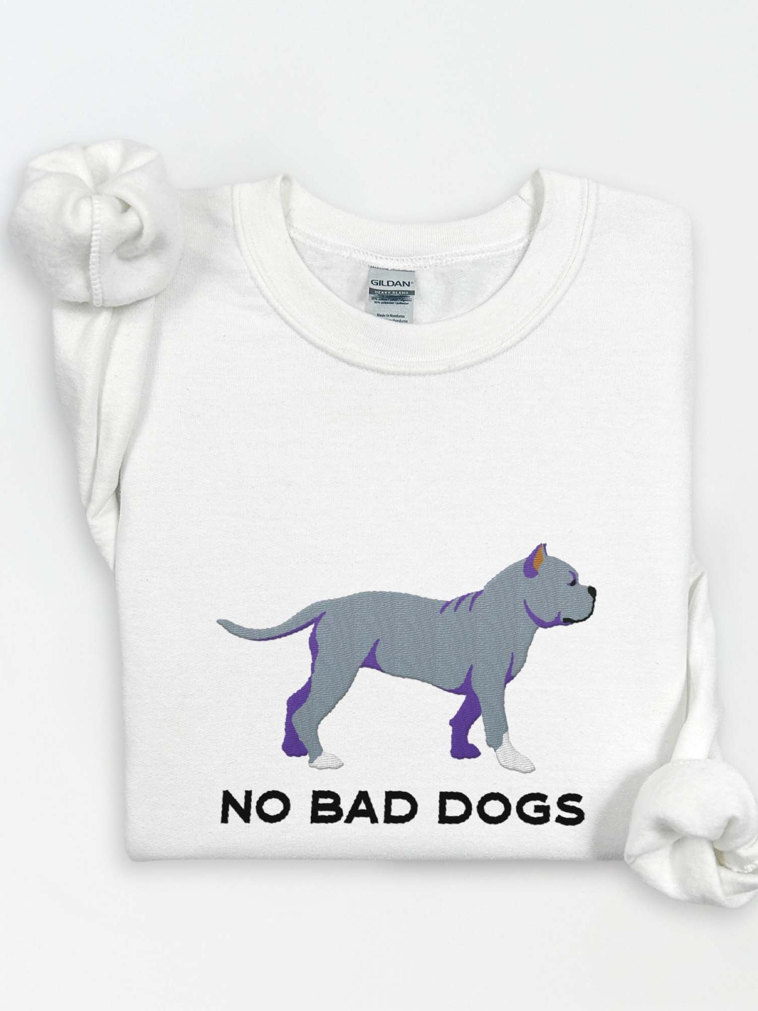 No Bad Dogs Sweatshirt (Embroidered) of an American Bully(Blue) product image (1)