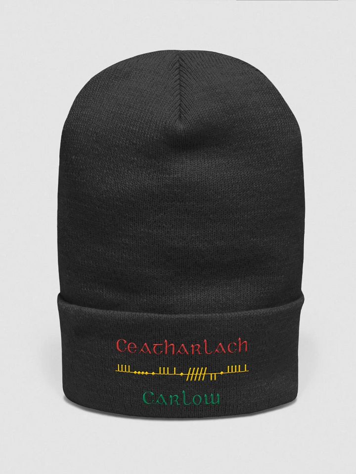 Carlow/Ceatharlach, Scholastic style Ogham embroidered Cuffed Beanie product image (1)