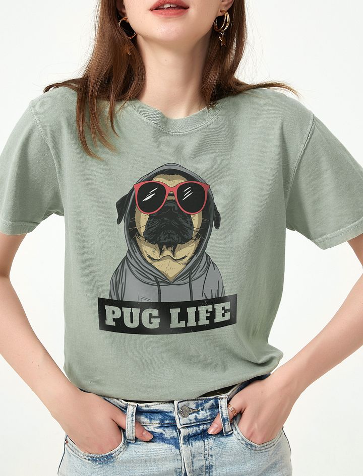 Pug Life T-Shirt | Funny Pug Wearing a Hoodie and Sunglasses T-Shirt for Pug Owners product image (1)