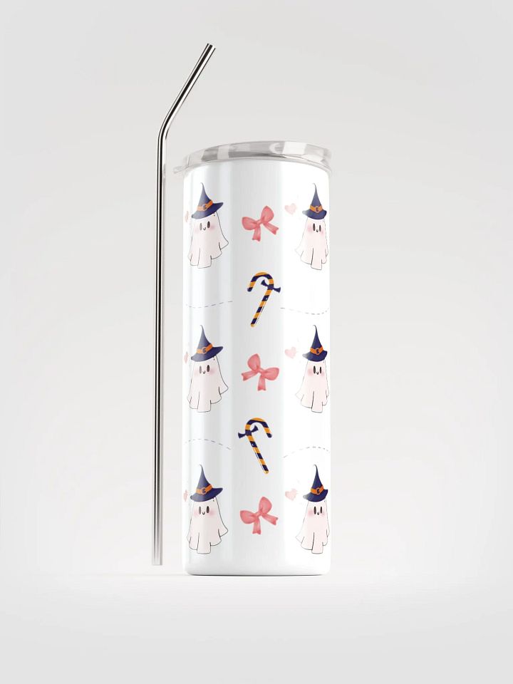 20 oz Eco-Friendly Stainless Steel Tumbler with Whimsical Cute Ghost Design – Reusable Straw & Lid product image (2)