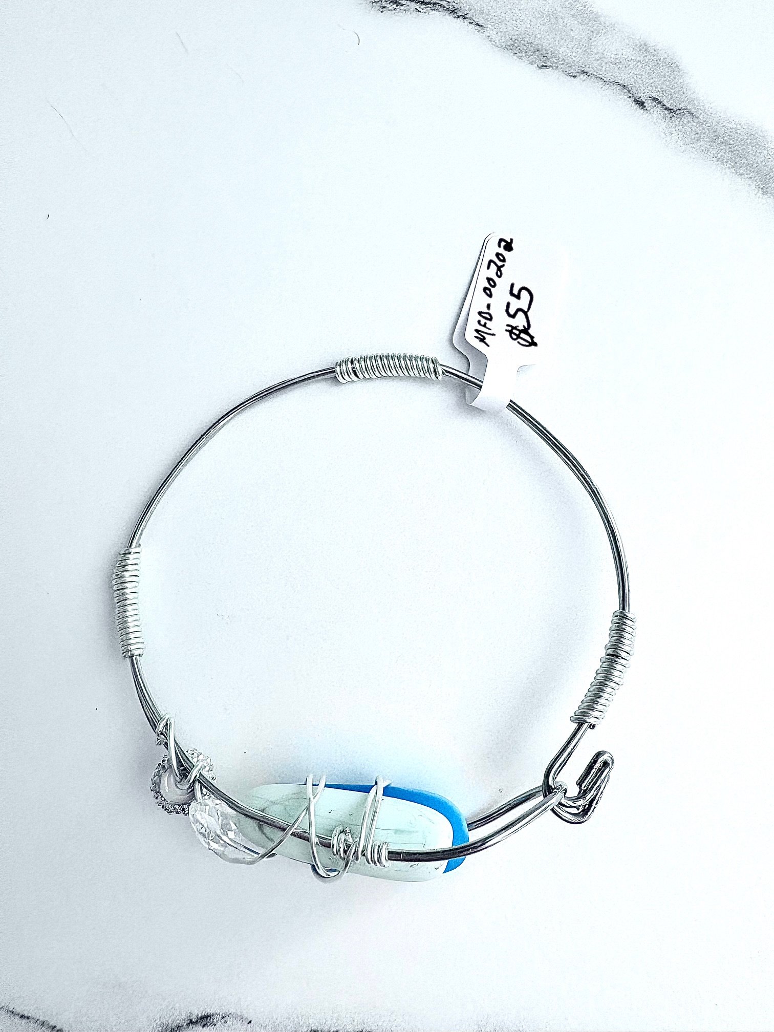 MFD-00202 | Ocean Whispers Wire-Wrapped Sea Glass Bracelet | Handmade 8" Coastal Charm by Monique Faella Designs™ product image (8)