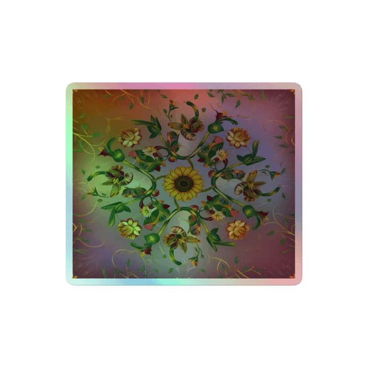 Holographic Floral Mandala Sticker - Vibrant Botanical Decal product image (2)