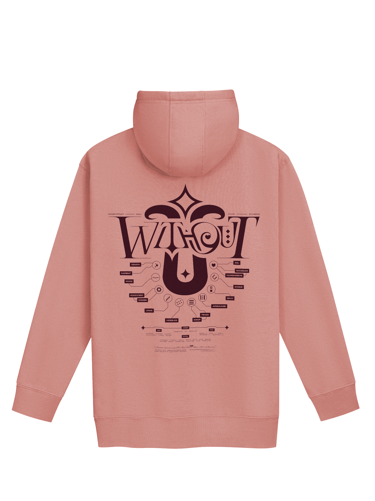 W/O U Maroon/Pink Hoodie product image (2)