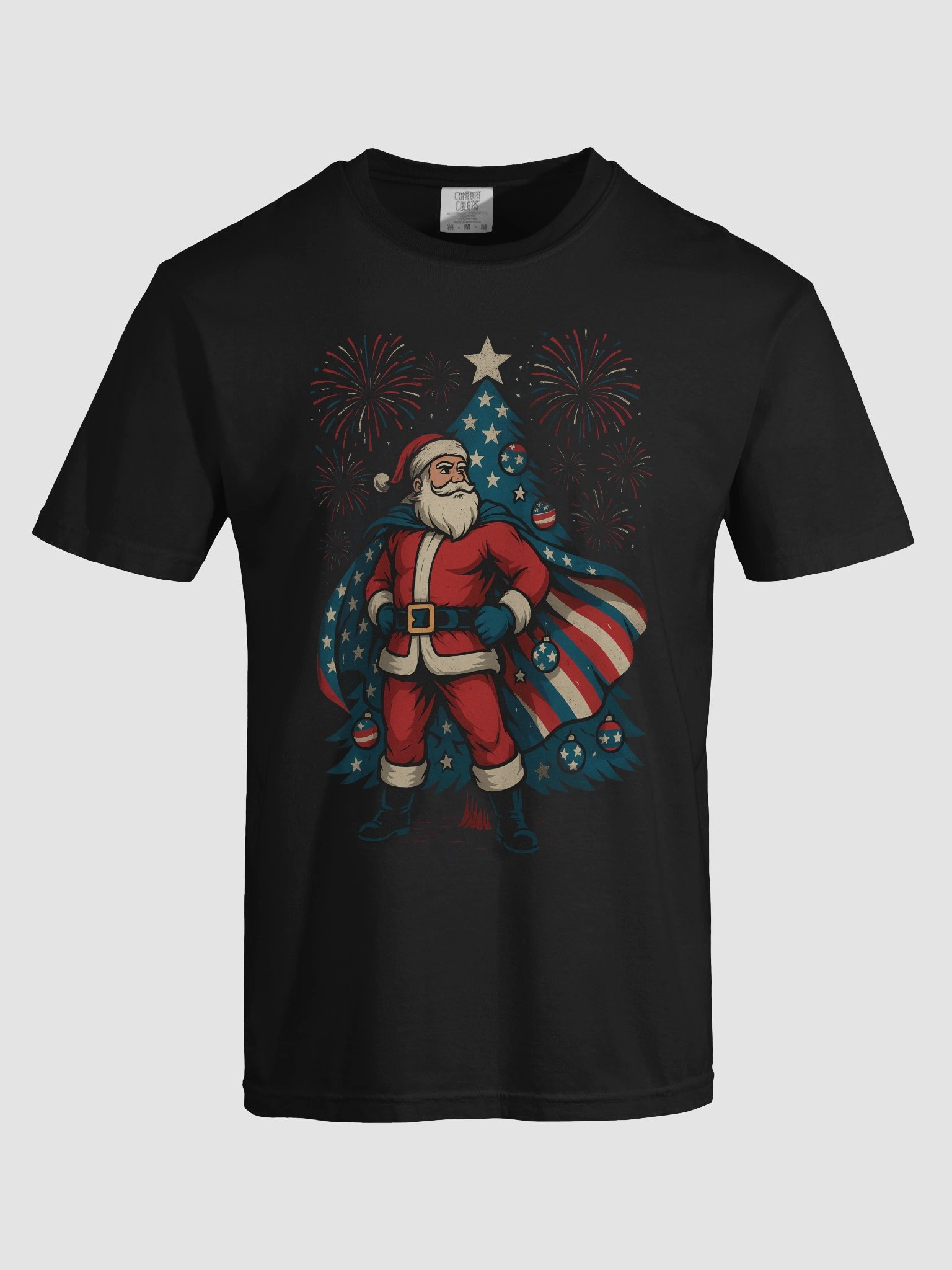 Patriotic Santa Claus American Flag Superhero Christmas Tree T-Shirt product image (10)
