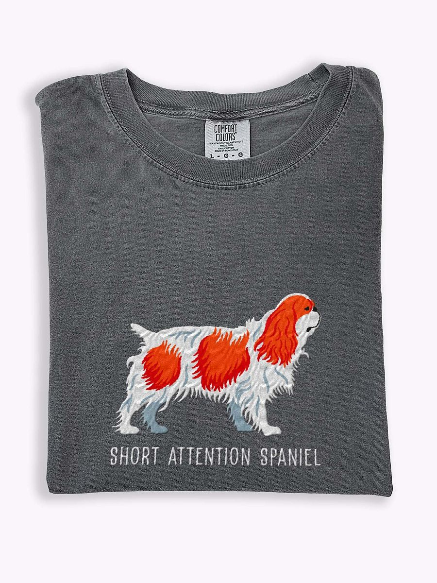 Short Attention Spaniel T-Shirt(Embroidered) of an English Toy Spaniel(Blenheim) product image (1)