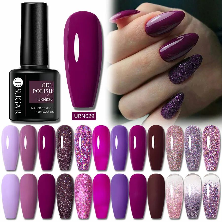 UR SUGAR Christmas Purple Gel Nail Polish Sequins UV LED Matte Varnish Base Top product image (1)