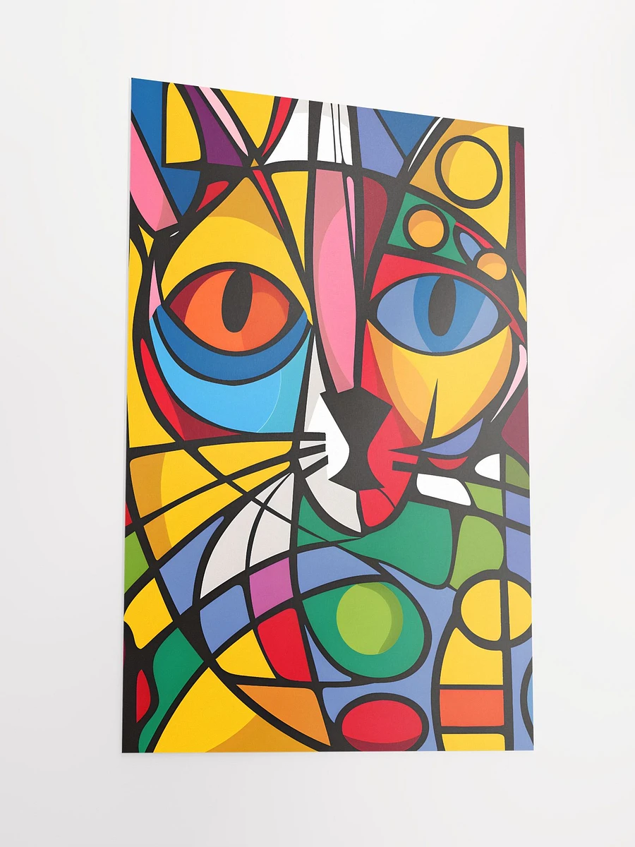 Kaleidoscopic Vision: Colorful Geometric Abstract Cat Matte Poster product image (4)