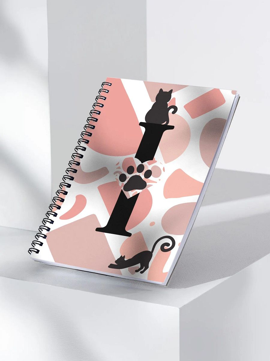 Monogram Letter I Cat Lover Geometric Pinks Notebook product image (3)
