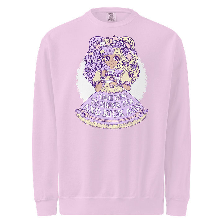 𝑼𝑺𝑨 I Came Here to Drink Tea & Kick Ass (OTT, Lavender) sweatshirt product image (3)