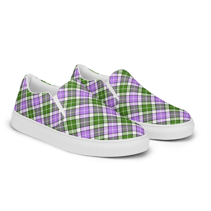 Lavender and Green Plaid Women's Slip-On Shoes product image (2)
