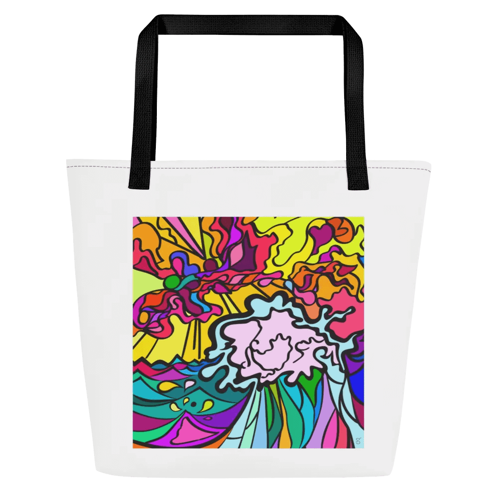 Vibrant Swirls All-Over Tote Bag – Wave at Sunset product image (2)