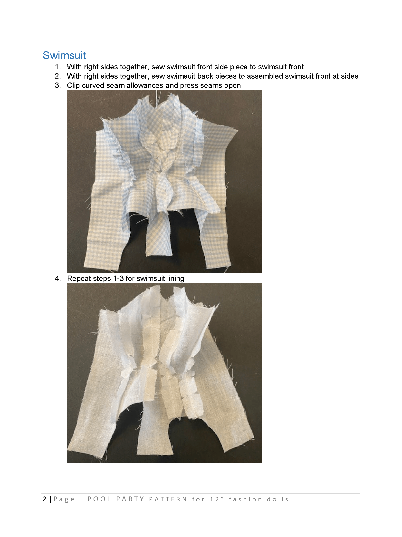 Pool Party sewing pattern for 12" fashion dolls product image (3)