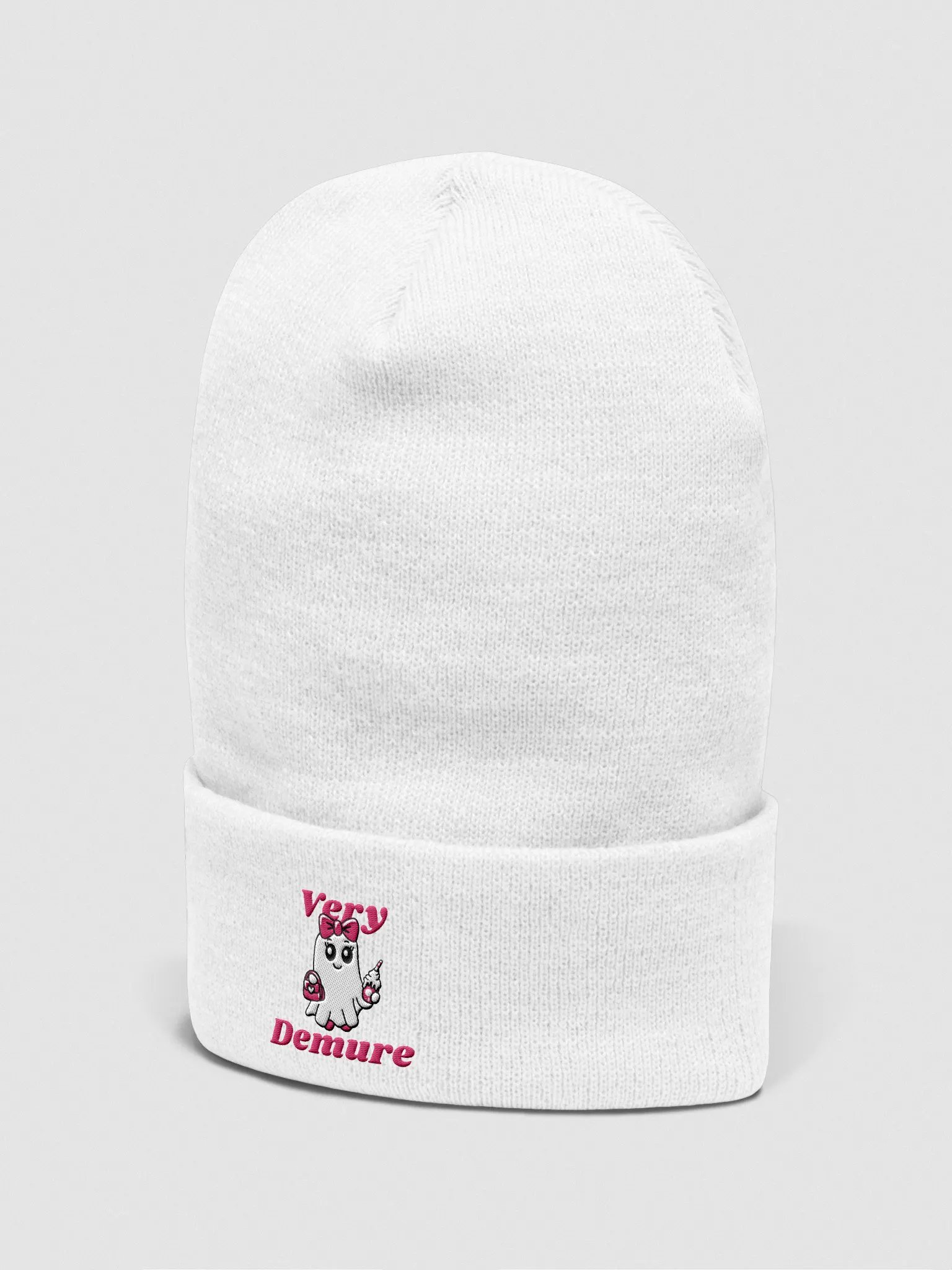 Very Demure Cute Ghost Embroidered Cuffed Beanie product image (3)